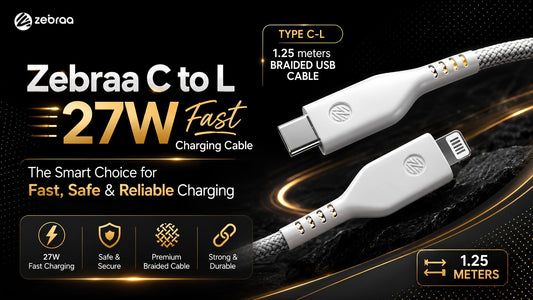 Zebraa C to L 27W Fast Charging Cable: The Smart Choice for Fast, Safe & Reliable Charging Zebraa