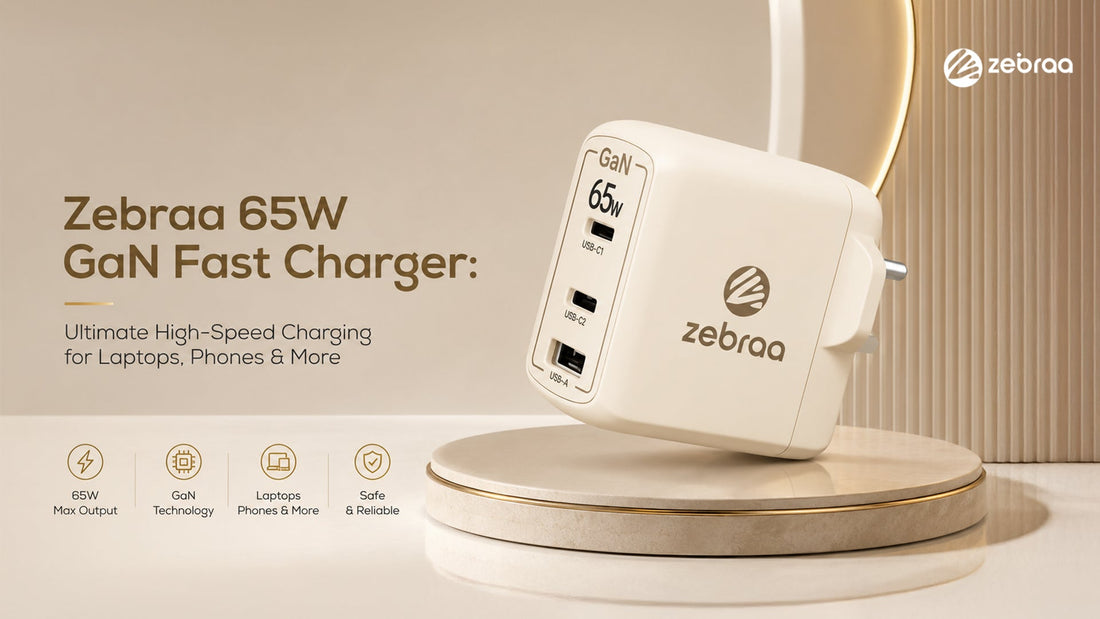 Zebraa 65W GaN Fast Charger: Ultimate High-Speed Charging for Laptops, Phones & More Zebraa