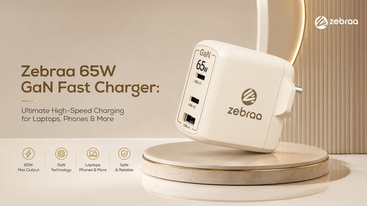 Zebraa 65W GaN Fast Charger: Ultimate High-Speed Charging for Laptops, Phones & More Zebraa