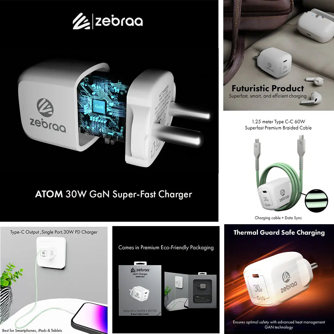 Zebraa Atom 30W GaN Fast Charger Zebraa
