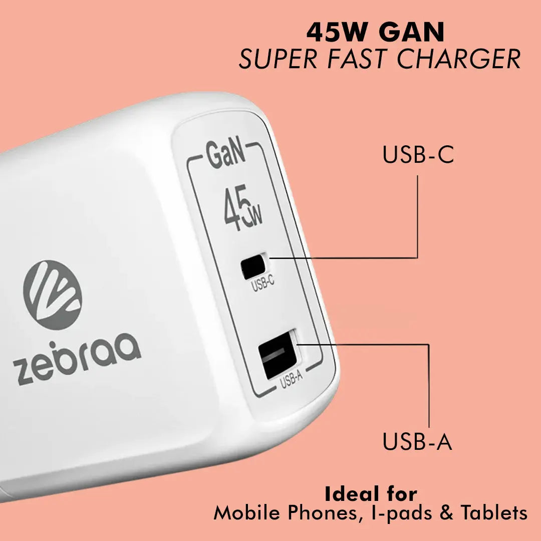 Zebraa Atom 45W GaN Fast Charger Zebraa