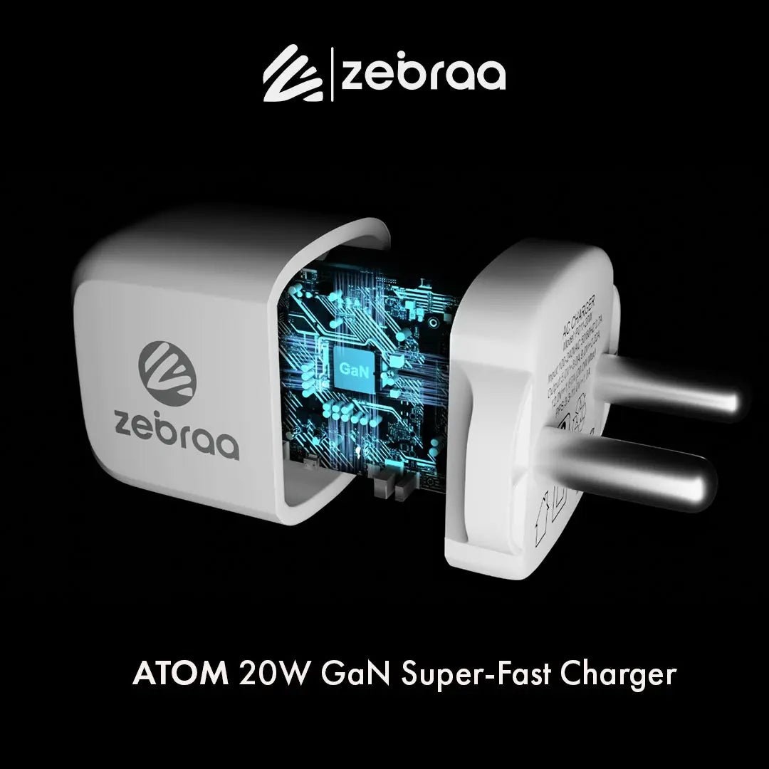 Zebraa Atom 20W GaN Fast Charger Zebraa