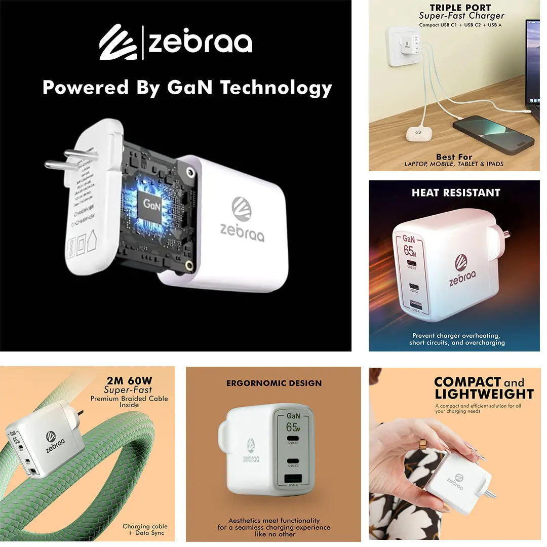 Zebraa Atom 65W GaN Fast Charger Zebraa